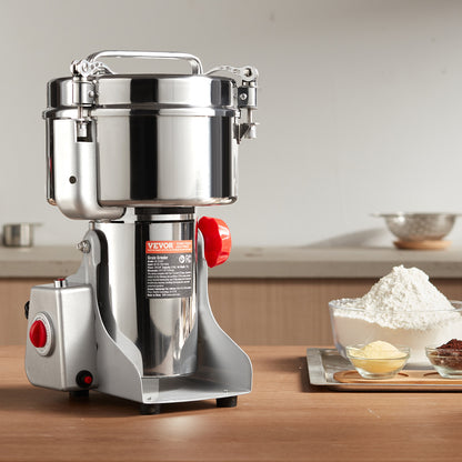 Elektrische Kruidenmaler – Graanmaler – Specerijenmolen – Koffiemolen – Poedermolen – 2500g Capaciteit – 3600W Motor – 270° Swing Ontwerp – RVS 403 Veilig