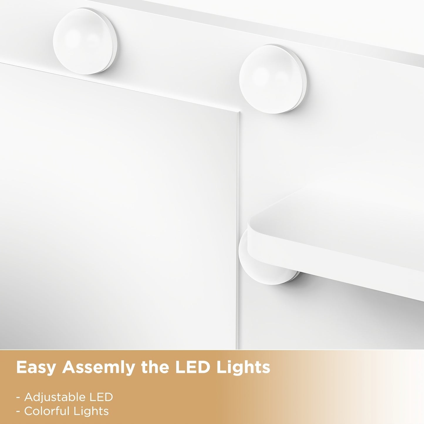 Kaptafel – Make-up Tafel – Dressing Table – Cosmeticatafel – Spiegeltafel – Wit – LED Verlichting Met Instelbare Helderheid – Opberglades En Open Vakken
