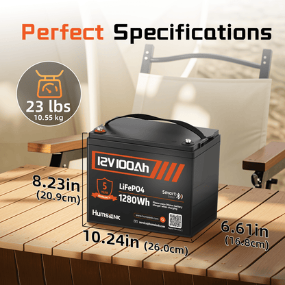 12V 100Ah LiFePO4 Accu – Lithium Batterij – Energieopslag Batterij – Camping Accu – Boot Accu – Langdurige Energie – 15000+ Cyclus Levensduur – Geïntegreerde BMS Veiligheid