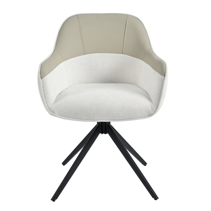 Eetkamerstoel – Draaistoel – Kuipstoel – Keukenstoel – Stoelenset 2 Stuks Beige – Kunstleer Met Memory Foam – Hoogte Verstelbare Voeten