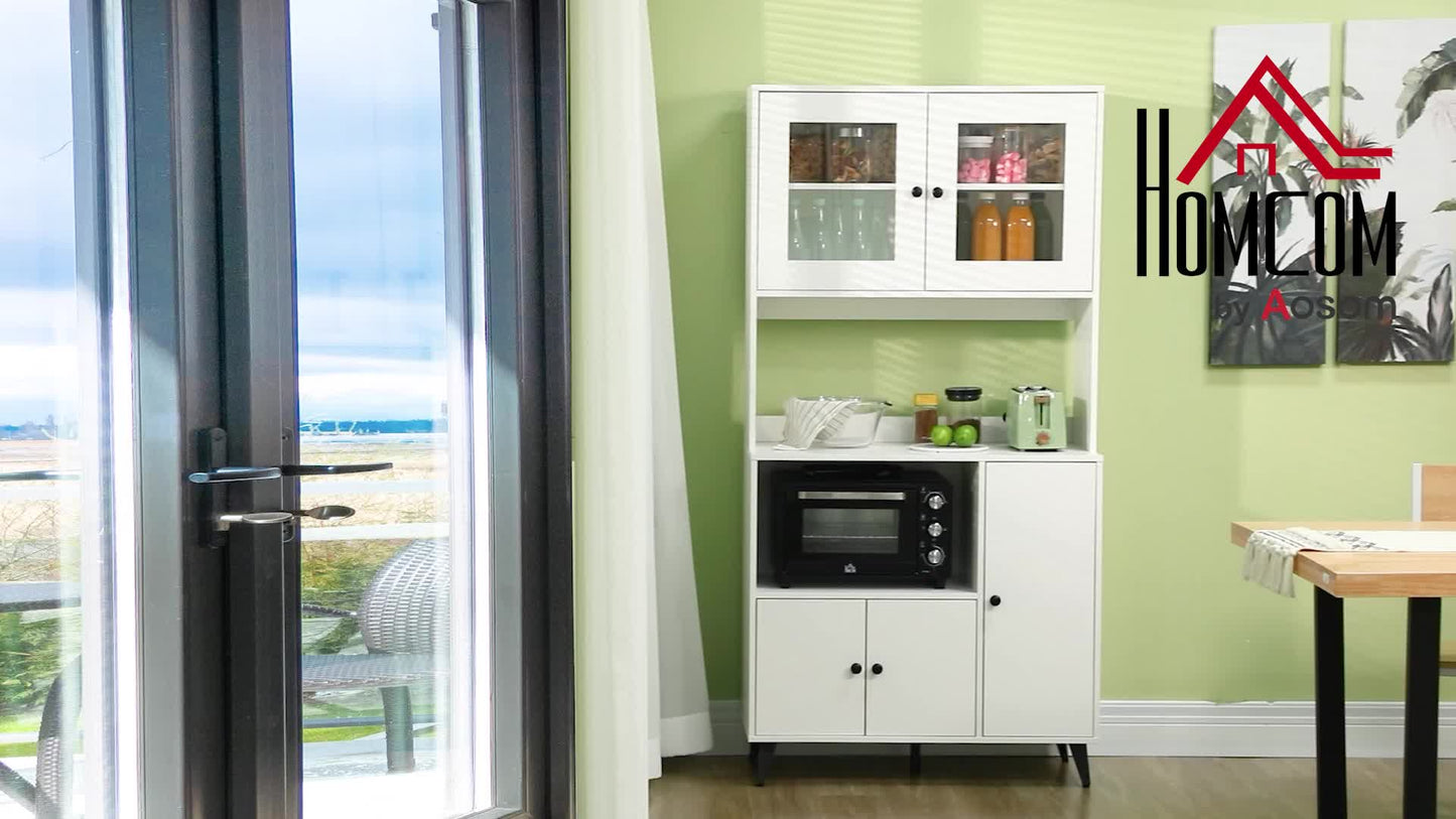 Keukenkast – Buffetkast – Opbergkast – Magnetronkast – Staande Kast – Wit – Verstelbare Planken – 90x40x180 cm