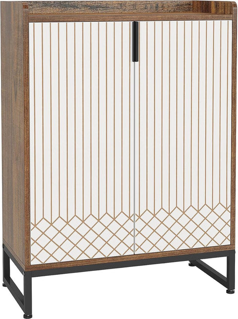 Praktisch Schoenenrek - Schoenenrek met 6 Niveaus - Schoenenkast - Schoenenrek Metaal Modern - Metaal - 73 x 35 x 105 cm - Wit en Bruin