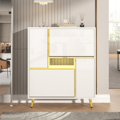 Schoenenkast – Schoenenopberger – Schoenrek – Schoenmeubel – Schoenenkast Wit Hoogglans – Ruimtebesparend Design – 80x25x96 cm