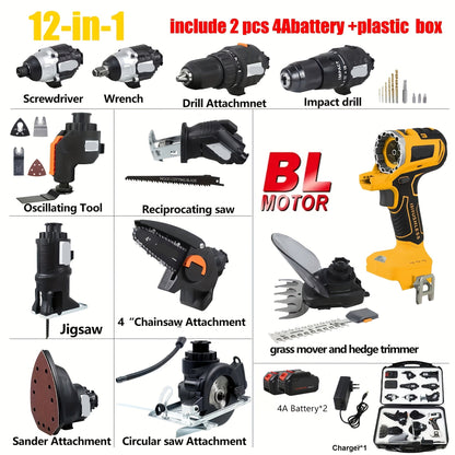 Accuboormachine – Accu Schroefboormachine – Boormachine – Klopboormachine – Accu Boortol – 12-in-1 Multitool Set – Krachtige 48V Batterij – Met Kunststof Koffer