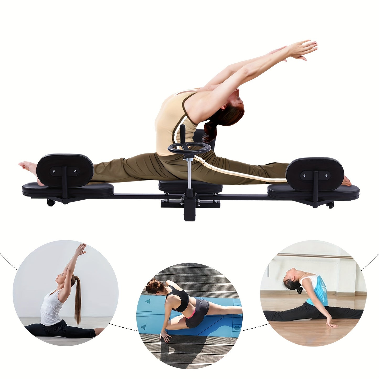 Leg Stretcher – Benenstretcher – Stretchapparaat – Flexibiliteitstrainer – Spierherstelapparaat – Zwart – Stalen Frame 99,79 KG – Ergonomische Kussens