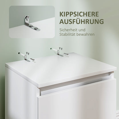 Nachttafel – Nachtkastje – Bijzettafel – Opbergmeubel – Ladeblok – Wit – 2 Ruime Lades – Hoogwaardige MDF Afwerking