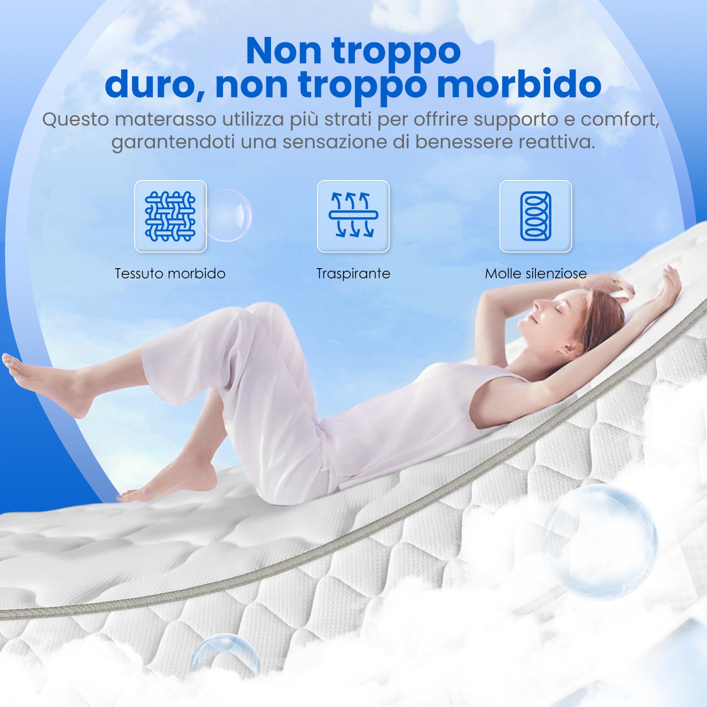 Pocketveringmatras – Matras – Springmatras – 7-Zones Matras – Tweepersoonsmatras – 140x200 cm – 22 cm Dikte – Stil En Comfortabel – Ademend Met Optimale Ondersteuning