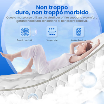 Pocketveringmatras – Matras – Springmatras – 7-Zones Matras – Tweepersoonsmatras – 140x200 cm – 22 cm Dikte – Stil En Comfortabel – Ademend Met Optimale Ondersteuning