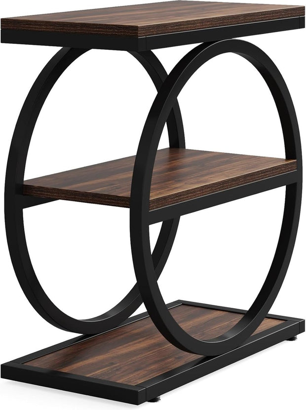 Bijzettafel - Bedtafel - Zijtafel - 30 x 60 x 65 cm - Nachtkastje Kleine Salontafel - voor Woonkamer Slaapkamer - Bruin