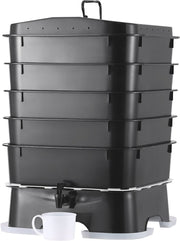 Wormcomposter - HDPE-Materiaal - Robuust en Duurzaam - Grote Capaciteit - Hoge Composteringsefficiëntie - Makkelijke Installatie - 40x40x65cm - 50L - Zwart