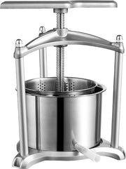 6L Fruitpers - Mechanische RVS Pers Geschikt - Je Kunt er Fruitwijnen - Kaas - Fruitpuree - Olijfolie en Zelfs Kruiden van Maken -  30 x 32 x 43 cm