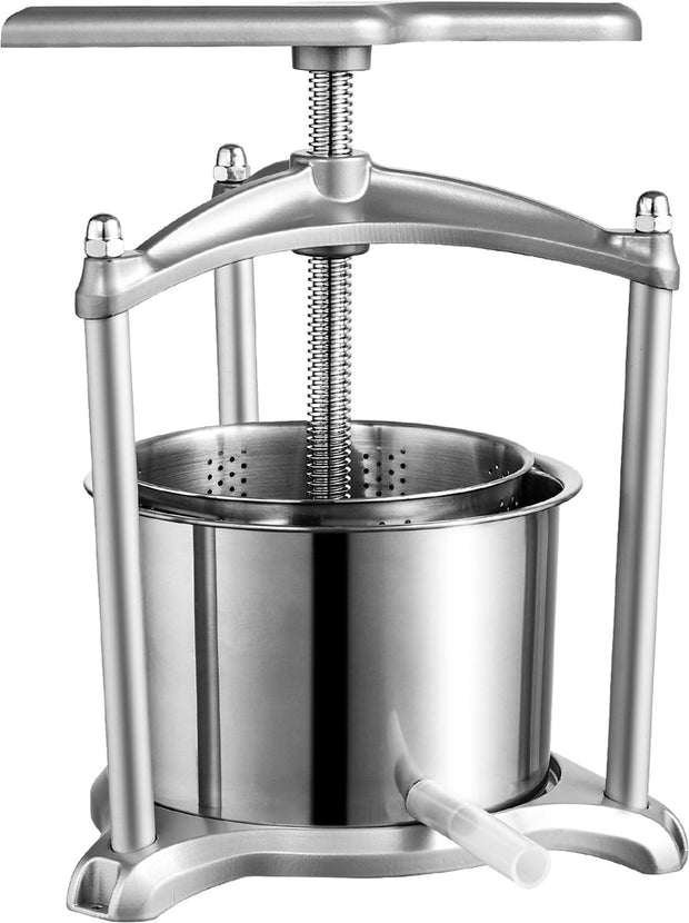 6L Fruitpers - Mechanische RVS Pers Geschikt - Je Kunt er Fruitwijnen - Kaas - Fruitpuree - Olijfolie en Zelfs Kruiden van Maken -  30 x 32 x 43 cm