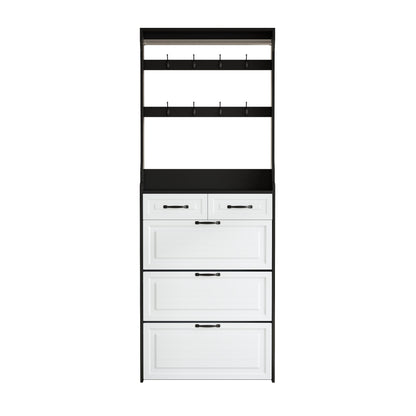 Halmeubel – Schoenenkast – Schoenenrek – Kapstok – Opbergkast – Wit – 3 Klapdeurtjes & 2 Lades – Ruimtebesparend & Stevig MDF