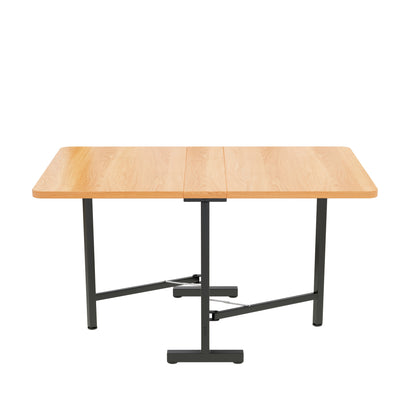 Elegant Modern Minimalist Natural Color Dining Table - Extendable Dining Table 120cm X 80cm, Foldable And Storable Table, Modern Minimalist Style, High Strength Alloy Bracket