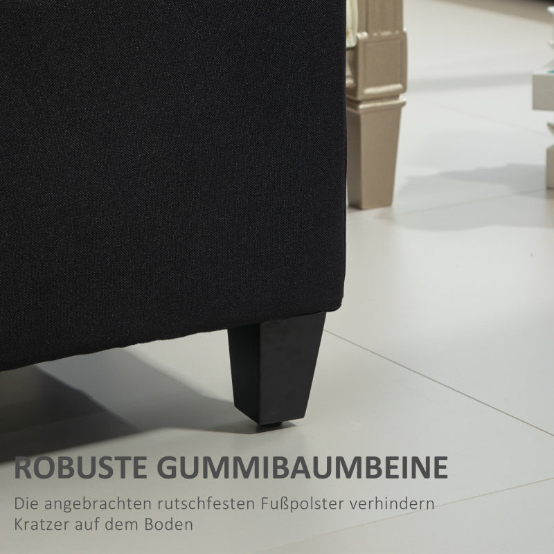 HOMCOM Sitzbank Polsterbank mit Stauraum Truhenbank Flur Schlafzimmer Wohnzimmer leinenartiges Polyester Gummiholz Schwarz 100 x 40 x 44cm