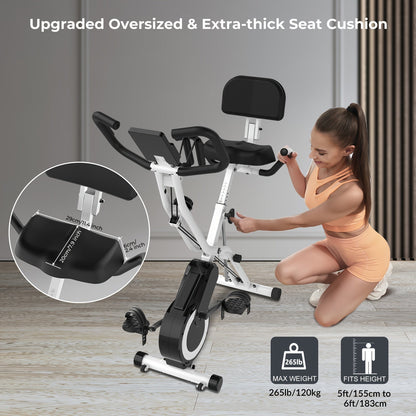 Opvouwbare Hometrainer – Fiets – Stationaire Fiets – Fitnessapparaat – Binnenfiets – 16 Weerstandsniveaus – Stil Riemaandrijving