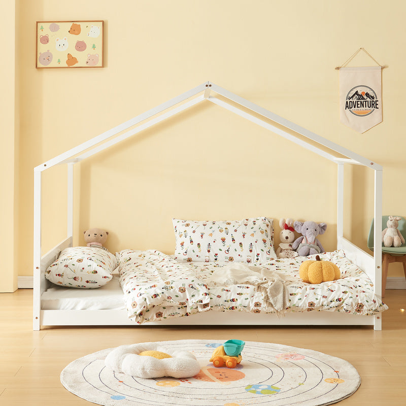 Kinderbed Huisvorm – Huisbed – Bedhuis – Houten Kinderbed – Bedje – 140x200 cm – Massief Dennenhout – Eenvoudige Montage