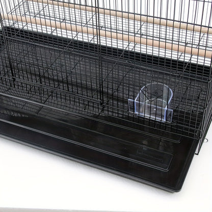 Vogelkooi – Vogelkooi Voor Parkieten – Kooi Voor Kanaries – Reiskooi Vogel – Broedkooi Vogels – 75,5x45x45 cm Zwart Metaal – Met Scheidingspaneel & Uitschuifbare Bodemtray