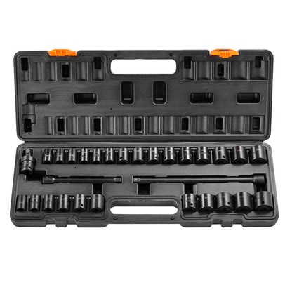 Slagmoersleutel Doppen Set – Slagmoersleutel Bits – Ratelsleutel Set – Sockets Gereedschap – 6-Punts Ontwerp – 29-Delig Met Metalen Opbergtrolley – Duurzaam Gelegeerd Staal