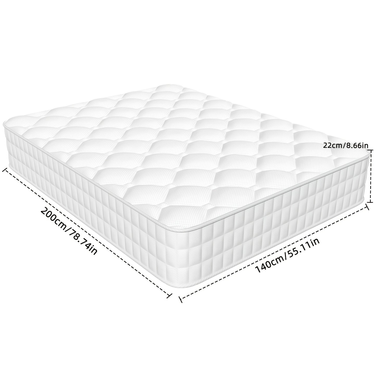 Authmic Mattress with 7-zone Firmness Levels H2 And H3, Individually Pocketed Spring Mattress with Memory Foam, Breathable And Ergonomically Designed Spring Core Mattress.