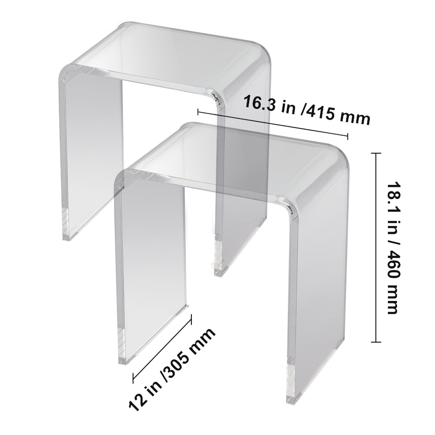 Bijzettafel – Sidetable – Nachtkastje – Bijzettafeltje – Salontafel – Transparant Acryl – C-vormig Design – 41,5x30,5x46 cm – Draagvermogen 25 kg