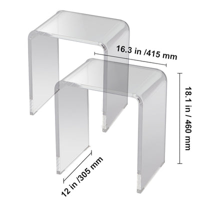 Bijzettafel – Sidetable – Nachtkastje – Bijzettafeltje – Salontafel – Transparant Acryl – C-vormig Design – 41,5x30,5x46 cm – Draagvermogen 25 kg
