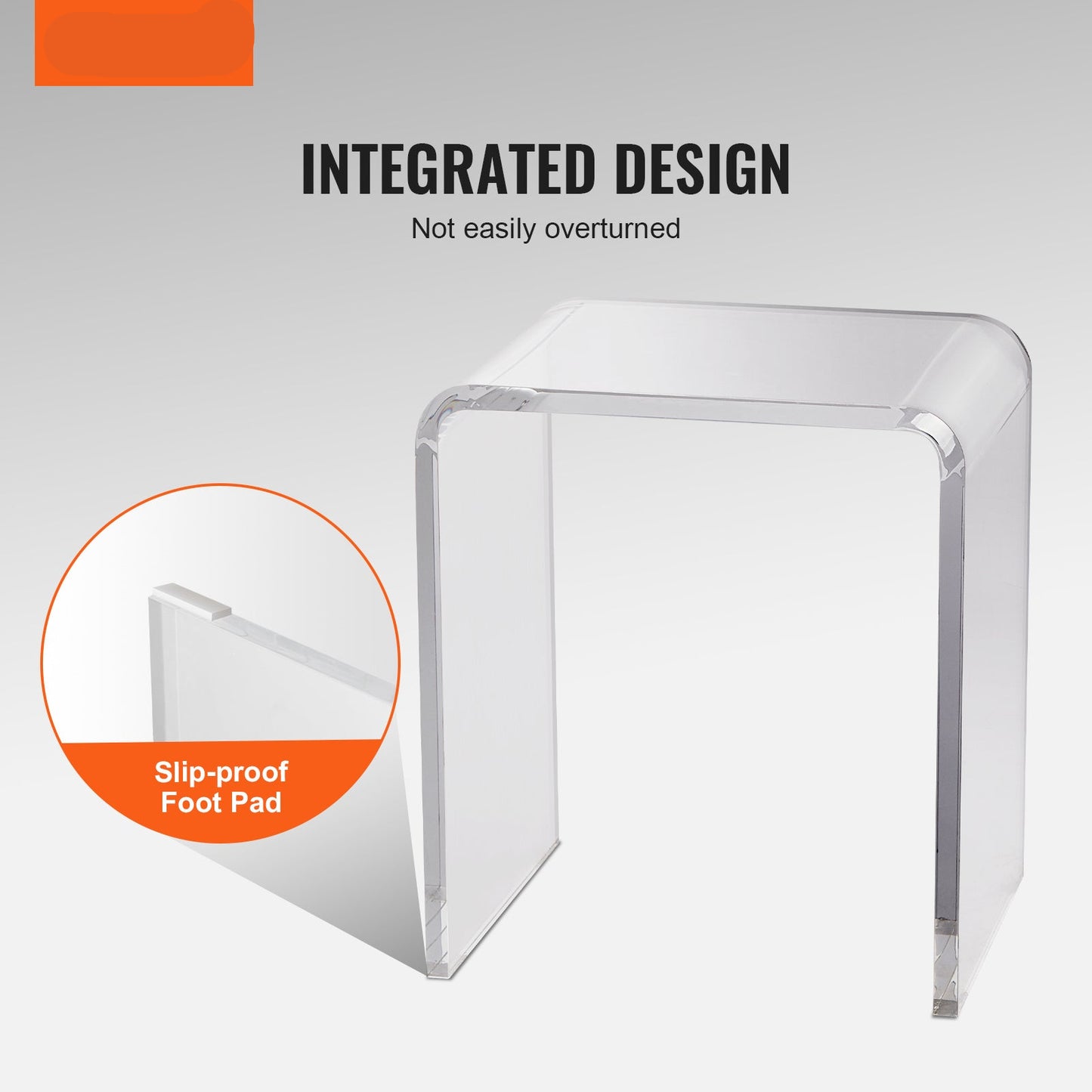 Bijzettafel – Sidetable – Nachtkastje – Bijzettafeltje – Salontafel – Transparant Acryl – C-vormig Design – 41,5x30,5x46 cm – Draagvermogen 25 kg