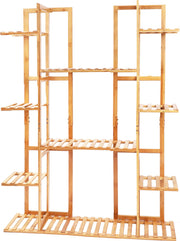 Plantenrek - Wandrek - Voor Planten - Champagne vorm - Ladder Kast - 9 Planken - 9 Laags - Plantenrek - Bamboe - Binnen/buiten