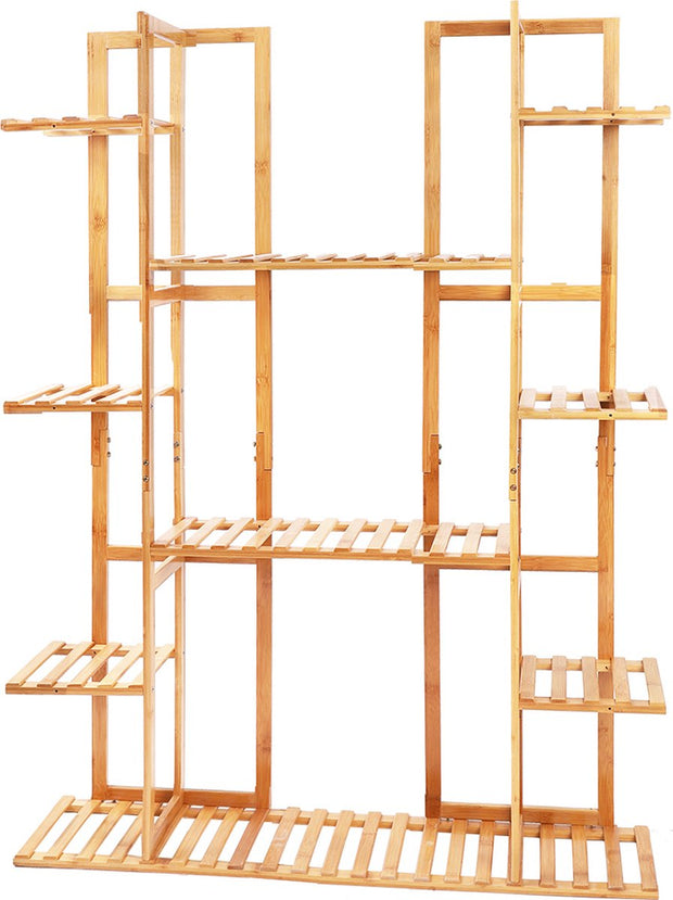 Plantenrek - Wandrek - Voor Planten - Champagne vorm - Ladder Kast - 9 Planken - 9 Laags - Plantenrek - Bamboe - Binnen/buiten