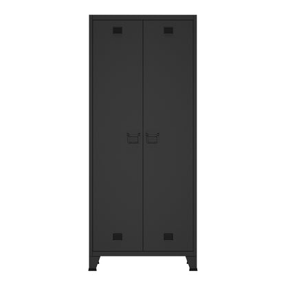 Stalen Kledingkast – Garderobekast – Kledingkast Met Laden – Opbergkast – Industrieel – 180x90x40 cm – 2 Laden – Ventilatiesleuven