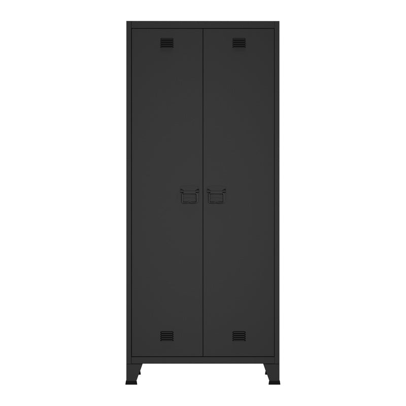 Stalen Kledingkast – Garderobekast – Kledingkast Met Laden – Opbergkast – Industrieel Design – Wit Gelakt Staal – 180 x 90 x 40 cm – Ruime Bergruimte – Stevige Constructie