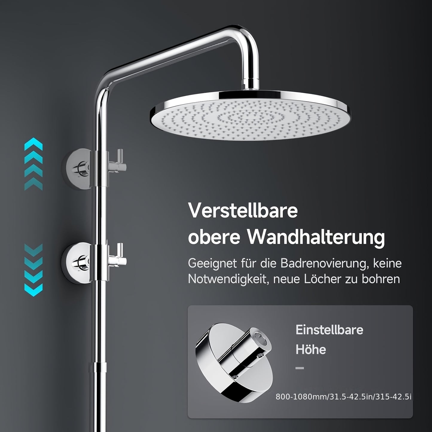 Regenkraan – Regendouche – Douchekop – Doucheset – Handdouche – 25 cm Grote Douchekop – RVS Mat Zwart Met 3 Straalsoorten