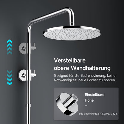 Regenkraan – Regendouche – Douchekop – Doucheset – Handdouche – 25 cm Grote Douchekop – RVS Mat Zwart Met 3 Straalsoorten