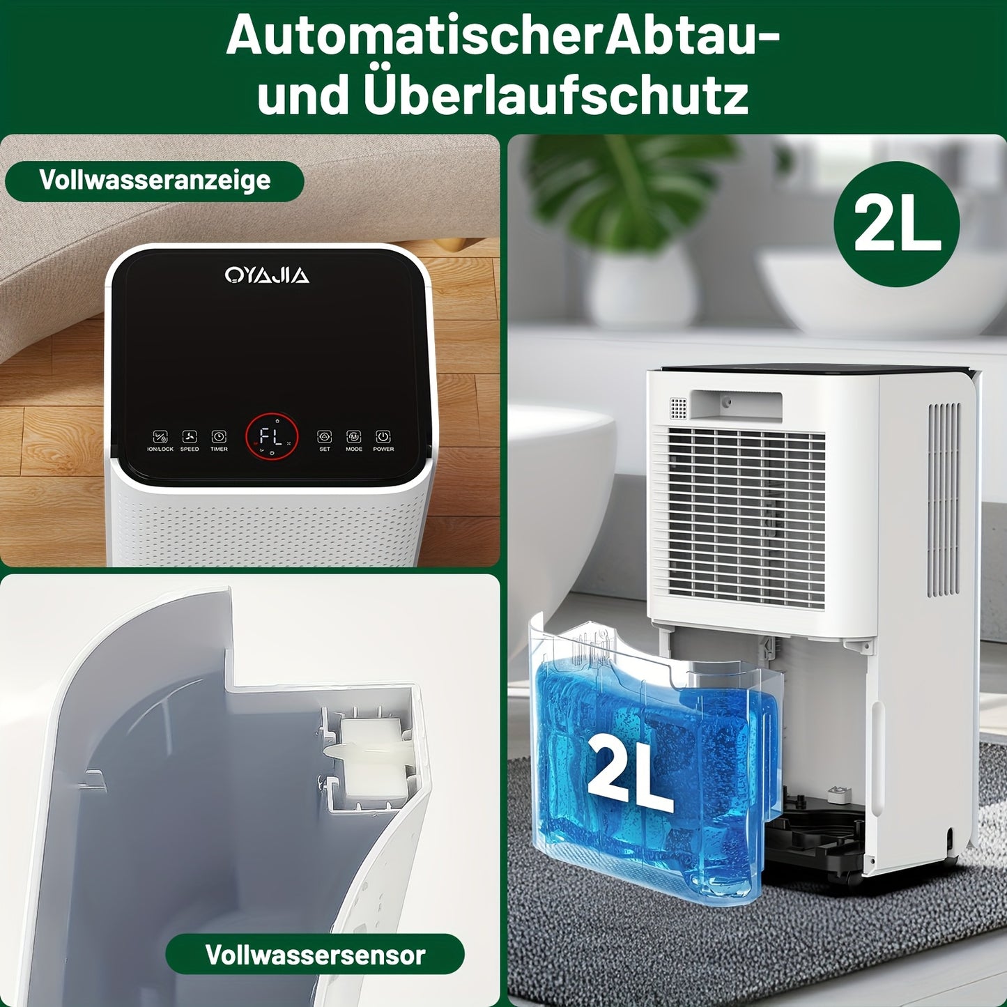 Luchtontvochtiger – Ontvochtiger – Vochtvreter – Dehumidifier – Vochtabsorber – 14L per Dag – Automatische Vochtigheidssensor & Wasdroogfunctie