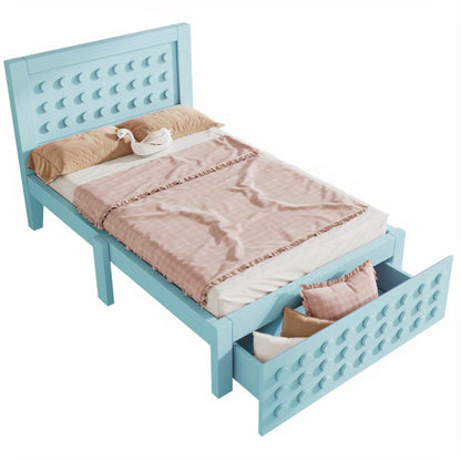 Bedframe – Eenpersoonsbed – Jeugdbed – Slaapbank – Kinderbed – Houten Frame – 90x200 cm – Met Opberglades – Massief MDF Hout