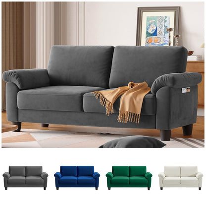 Loveseat – 2-Zitsbank – Bankje – Kleine Bank – Sofa – Compact 177,8 cm – Opbergruimte In Armleuningen – Stevig Houten Frame – Zachte Velvet Bekleding – Moderne Woonkamerbank