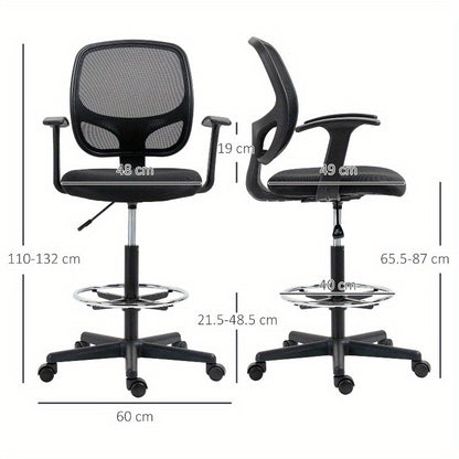 Ergonomische Bureaustoel – Bureaustoel Met Voetensteun – Draaibare Werkstoel – Verstelbare Stoel – Kantoorstoel Zwart – 360° Draaibaar – Verstelbare Hoogte 110-132 cm