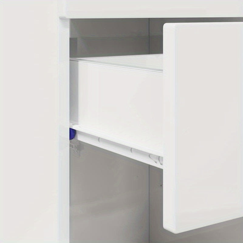 Hoogglans Witte Badkamerkast – Badmeubel – Opbergkast – Badkamerkastje – Kastje – Compact Formaat 37x31,5x82 cm – Duurzaam Verwerkt Hout