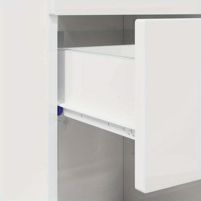 Hoogglans Witte Badkamerkast – Badmeubel – Opbergkast – Badkamerkastje – Kastje – Compact Formaat 37x31,5x82 cm – Duurzaam Verwerkt Hout