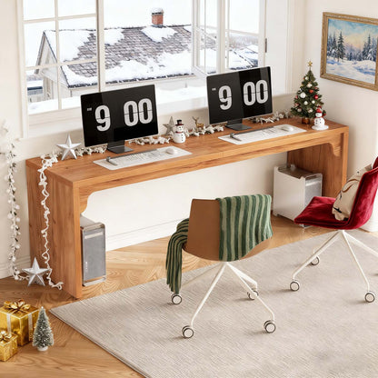 180x59x75cm Extra Long Double Computer Desk - Multi Functional Home Office PC Table for Conference Study and Dining Use, Brown Office Furniture, Daily Gift Idea and Home Essential