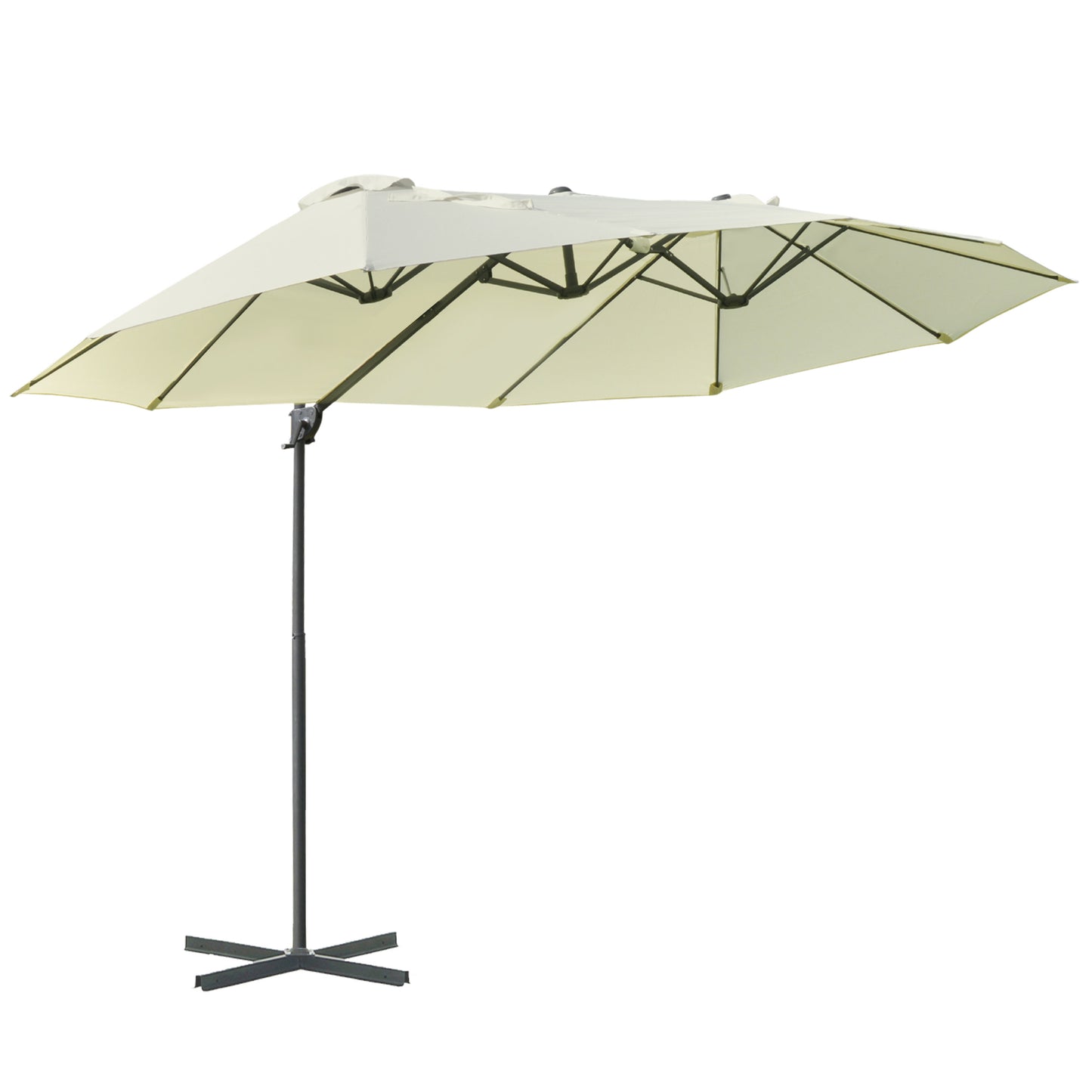 Dubbele Parasol – Tuinparasol – XL Parasol – Terrasparasol – Zonwering – Met Zwengel – Metalen Frame – Groot Schaduwoppervlak 440x270x250 cm – UV Bescherming