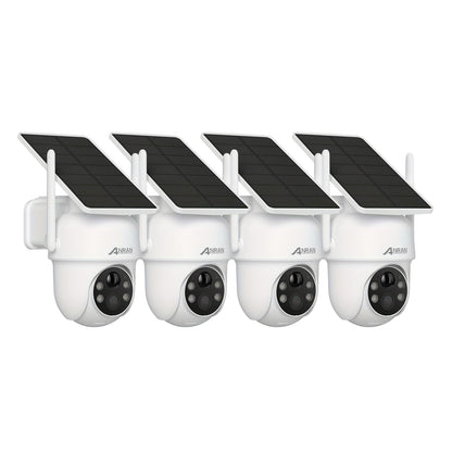 Beveiligingscamera – Camerabewaking – Buitencamera – Huisbeveiliging – Draadloze Camera – 4-delig – Zonne-energie – Kleurennachtzicht & Mensdetectie