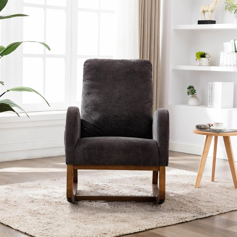 Schommelstoel – Schommelfauteuil – Wipstoel – Relaxstoel – Lounge Stoel – Gestoffeerd Met Traagschuim – Stevig Hardhouten Frame