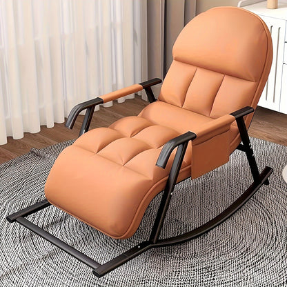Schommelstoel – Relaxstoel – Fauteuil – Loungestoel – Voedingsstoel – Verstelbare Voetensteun – Robuust Metalen Frame – Handmatige Bediening – Zachte Katoenen Bekleding – Zijvak – Geschikt Voor Harde Vloeren