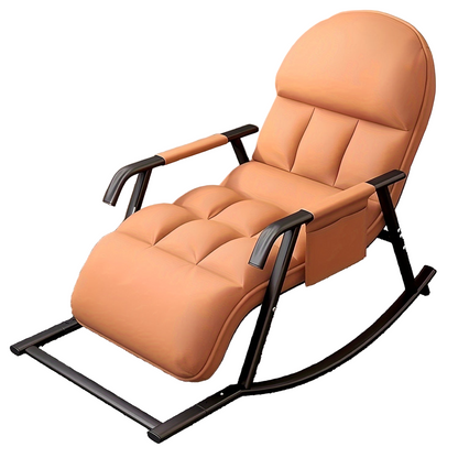 Schommelstoel – Relaxstoel – Fauteuil – Loungestoel – Voedingsstoel – Verstelbare Voetensteun – Robuust Metalen Frame – Handmatige Bediening – Zachte Katoenen Bekleding – Zijvak – Geschikt Voor Harde Vloeren