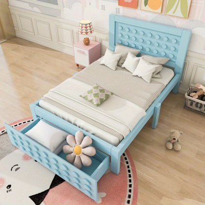Bedframe – Eenpersoonsbed – Jeugdbed – Slaapbank – Kinderbed – Houten Frame – 90x200 cm – Met Opberglades – Massief MDF Hout