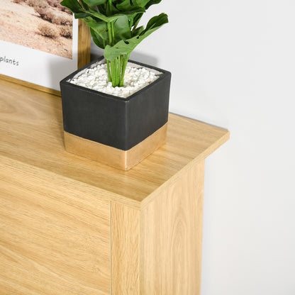 HOMCOM Shoe Cabinet with 2 Folding Doors and 2 Compartments, Natural Wood Particle Panels