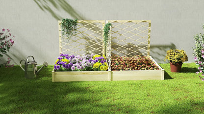 Bloembak – Plantenbak – Tuinbak – Plantenbak Met Klimrek – Bloembak Hout – Verhoogd Tuinbed – Natuurlijk Gelakt Dennenhout – 222x114x109 cm