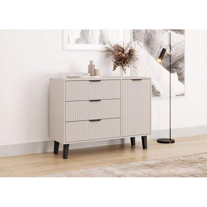 Dressoir – Ladenkast – Opbergkast – Meubel – Kast – Cashmere Beige – Compact Slank Design – Textuur Fronten