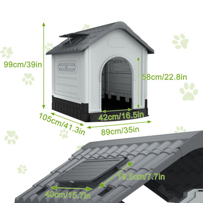 Hondenhuis – Hondenkennel – Hondenhok – Huisdierhuisje – Dierverblijf – Verkrijgbaar in S M L – Weerbestendig Kunststof Dak – Geschikt Voor Binnen en Buiten